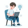 © MDSIAM - a boy is using his laptop vector