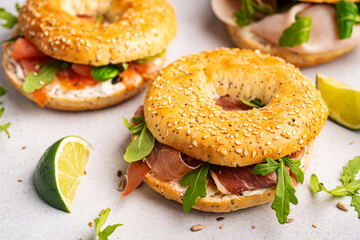 Canvas Print - Variety of Bagel sandwiches