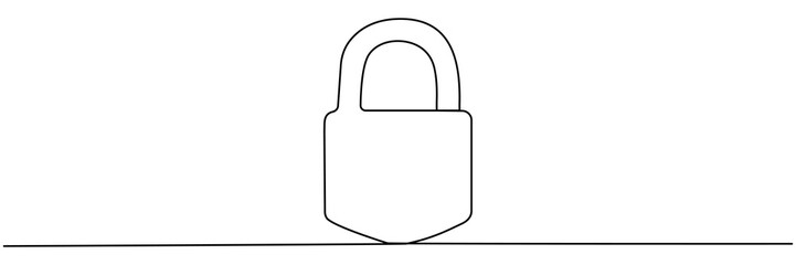Poster - Closed padlock continuous line drawing. Protect and security symbol. Vector illustration isolated on white.