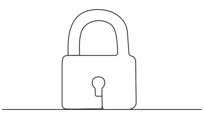 Poster - Closed padlock continuous line drawing. Protect and security symbol. Vector illustration isolated on white.