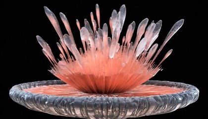 Poster - explosive elegance a futuristic fusion of gushing coral fountains and frozen textures in an abstract