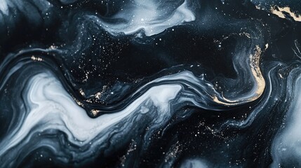 Poster - Black onyx high gloss marble surface with white veins ideal for luxurious interior design and elegant home decor applications