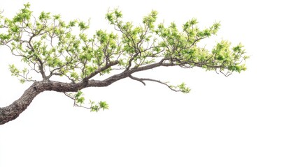 Aufkleber - Tree branches extending on a white background creating ample empty space for text placement and design composition.