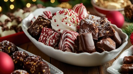 Poster - Assorted festive desserts featuring chocolates and candies beautifully arranged in a bowl for holiday celebrations and gatherings