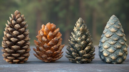Poster - Aesthetic pinecones arranged on a surface ideal for creative photography and natural decor inspiration