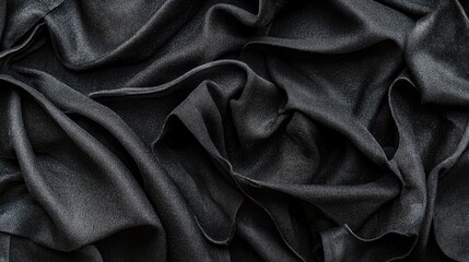 Aufkleber - Black leather and suede textured fabric background with soft folds and rich dark tones suitable for design and textile projects