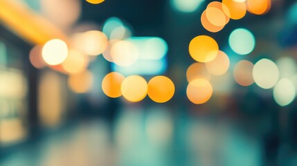 Poster - Abstract blurred background of a supermarket with soft bokeh lights creating a vibrant, unfocused atmosphere for retail or shopping themes