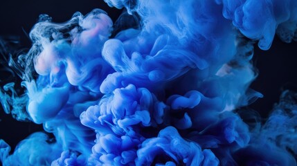 Poster - vibrant swirling blue smoke against a dark background abstract artistic pattern for creative designs