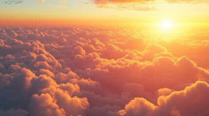 Poster - Stunning sunset sky with vibrant clouds over the sea during golden hour creating a romantic summer atmosphere and beautiful evening backdrop