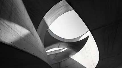 Poster - Abstract architectural design highlighting modern curved concrete forms and light interplay in contemporary building structures.