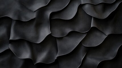 Aufkleber - Black leather and suede textured background with waves showcasing elegant design and rich tones for luxury and fashion themes