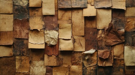Poster - Textured vintage cork board backdrop with layered natural materials for creative design or photography settings