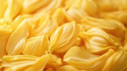 Poster - Vibrant close-up of ripe jackfruit flesh showcasing its rich yellow color and texture for use in culinary and food-related projects