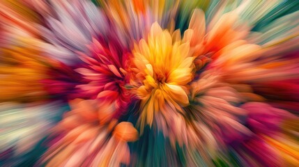 Poster - Vibrant abstract floral background with colorful blurred petals creating a sense of motion and vivid beauty for design projects