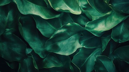 Aufkleber - Vibrant texture of lush green banana leaves creating a natural background for design and artistic inspiration