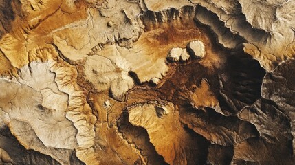 Aufkleber - Aerial view showcasing the intricate textures and colors of a desert landscape highlighting natural formations and geological patterns