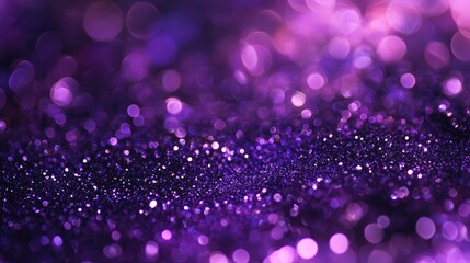 Aufkleber - Vibrant abstract purple bokeh background featuring soft blurry lights and sparkling particles creating a dreamy atmosphere.