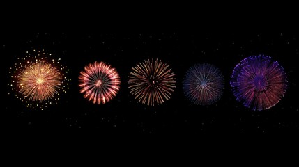 Poster - Vibrant display of colorful fireworks illuminating the night sky in a stunning celebration of light and festivity