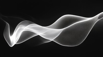 Aufkleber - White abstract smoke waves flowing gracefully over a solid black background for elegant design and artistic concepts.