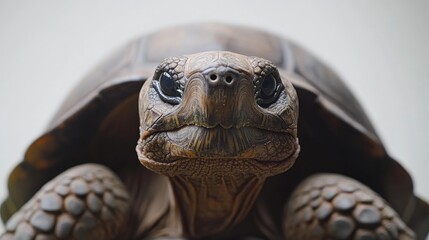 Aufkleber - Spurred tortoise portrait emphasizing unique features and charming expression against a clean white background for wildlife and nature themes