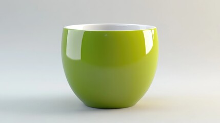 Poster - Elegant green ceramic cup with smooth finish isolated on clean white background for minimalist design and decor purposes