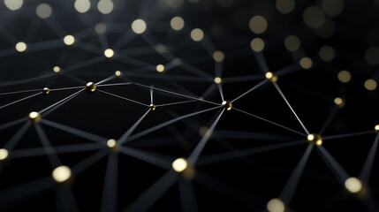 3D render simple wave network lines, black background, vector illustration, minimalist design style