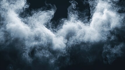 Poster - Textured smoke clouds on black background abstract artistry in ethereal white fog effects perfect for creative design and graphic projects