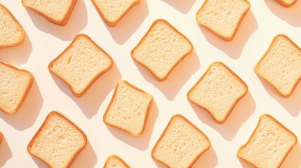 Aufkleber - Sliced bread pieces arranged on a light background showcasing texture and shape for culinary or baking themed visuals
