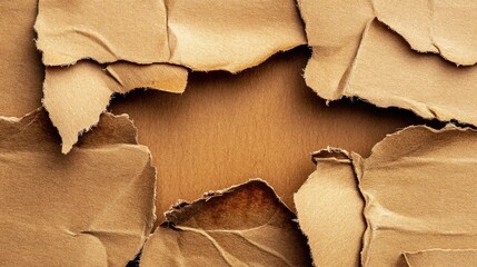 Poster - Torn brown packaging paper revealing a textured background ideal for web hosting or online services promotional imagery