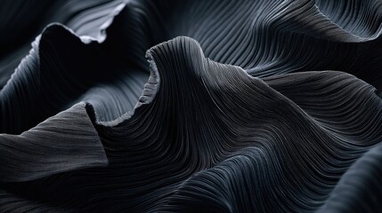 Aufkleber - Abstract black fabric texture with soft flowing waves creating a serene and elegant background for design projects and presentations.