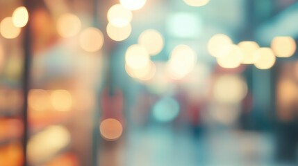 Poster - Blurred background of a supermarket shelf with bokeh lights creating a soft focus atmosphere for versatile design purposes