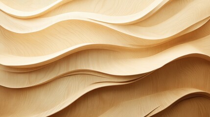 Poster - Abstract wooden waves design showcasing layered textures and natural patterns in light wood tones suitable for background or surface design.