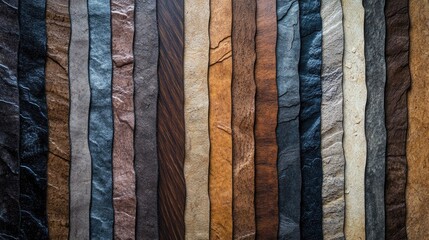 Poster - Veneer Sample Palette Collection Showcasing Diverse Wood Laminate Textures for Interior Design Options