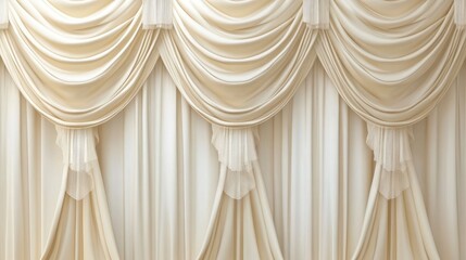 Aufkleber - Beige draped curtain fabric texture elegant background for hotel presentations luxurious cream colored textile decor