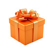 © mimo - Christmas  orange gift box isolated on a transparent  background
