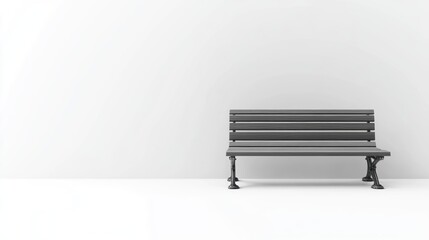 Aufkleber - Minimalist design of a classic park bench against a clean white background ideal for modern decor or architectural design themes.