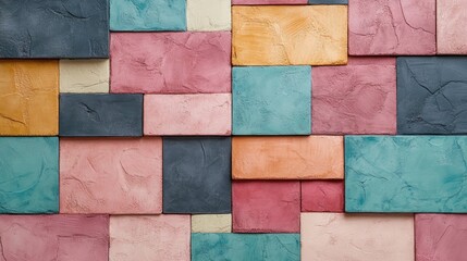 Poster - Colorful textured brick wall background ideal for modern design projects and creative applications