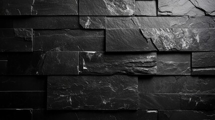 Aufkleber - Textured black slate wall background for luxury interior design showcasing modern aesthetics and elegance in stonework composition.