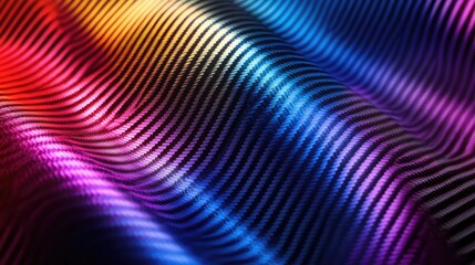 Poster - Vibrant carbon fiber twill composite texture with colorful gradients for dynamic backgrounds and design projects.