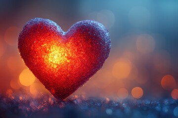 Fototapete - Romantic heart blur on a warm gradient background, emphasizing love and intimacy in design.