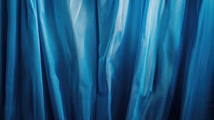 Poster - Close-up of elegant blue window curtains showcasing modern interior decor and design aesthetics in a stylish setting