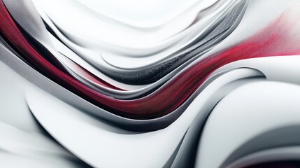 Poster - Abstract white and red flowing lines background with technological feel