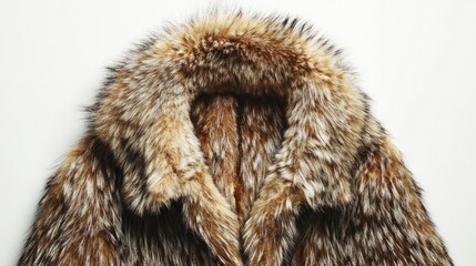 elegant brown fur coat on white background showcasing luxurious texture ideal for winter fashion and