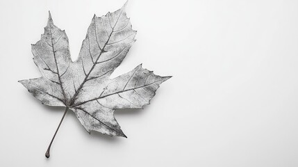Poster - Monochrome leaf isolated on a clean white background showcasing intricate details and textures of nature's design