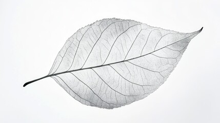 Poster - delicate translucent leaf illustration isolated on a clean white background showcasing intricate vein structure and natural beauty