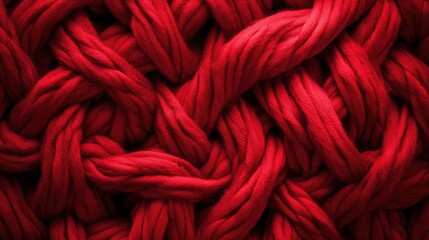 Poster - Woven red wool yarn texture showcasing intricate patterns and rich color depth for textile and design applications.