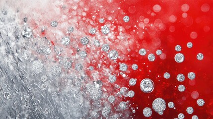 Poster - red and silver festive bokeh background with shimmering lights and textured elements for holiday cel