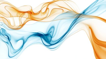 Poster - Colorful smoke creates a beautiful abstract design with swirling, flowing lines on a clean white background, perfect for various design projects