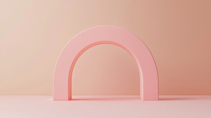 Poster - Minimalist abstract pink arch creating empty space on pastel background, perfect for showcasing products or creating visual interest in designs