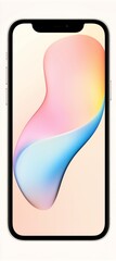 Poster - Smartphone featuring a sleek, modern design, displaying a vibrant abstract image on the screen, with pastel colors blending seamlessly into a dynamic visual experience